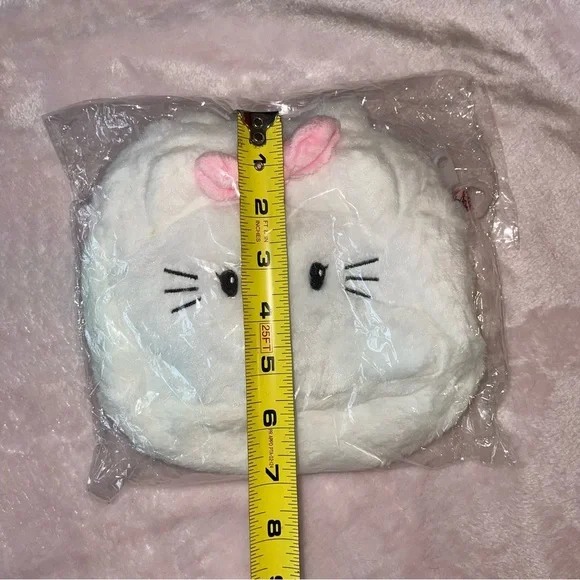 Hello Kitty Purse Cartoon Anime Fluffy faux fur Crossbody Shoulder Bag Kids New - Picture 3 of 8